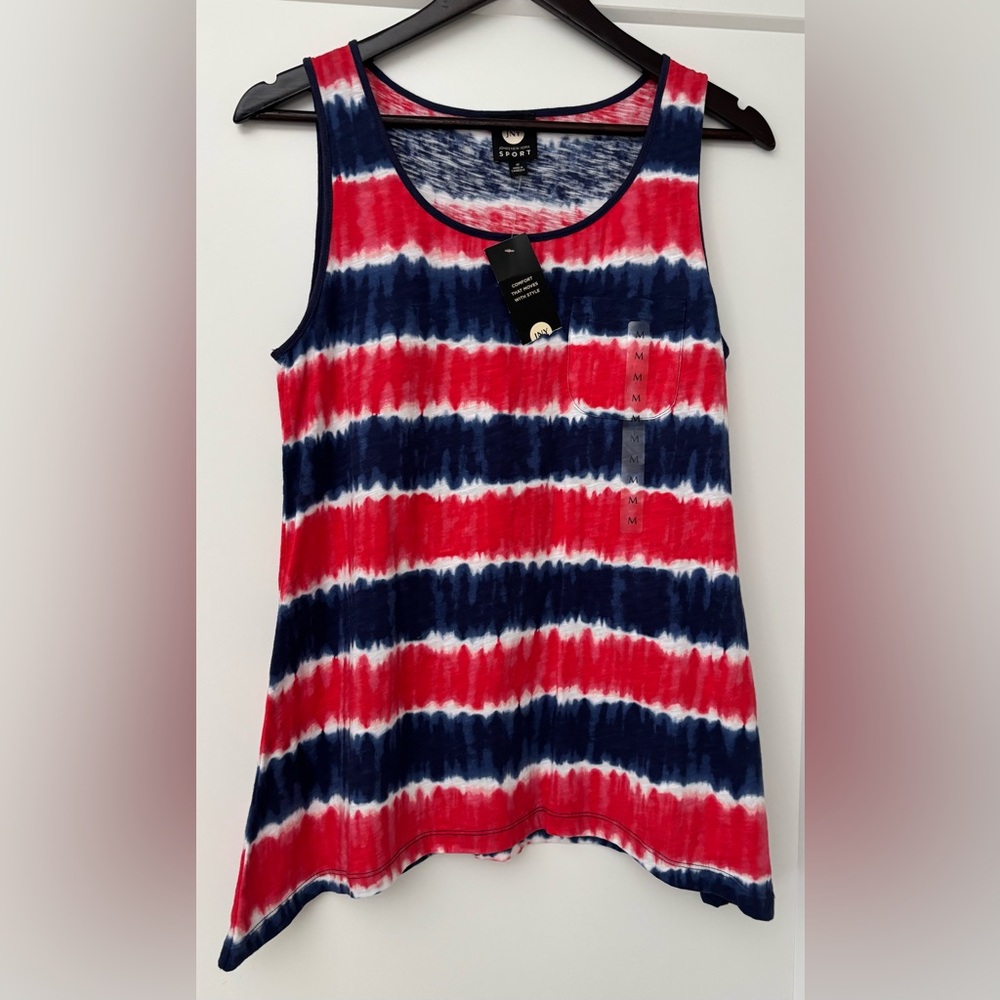 Jones New York Red, White, Blue Tie-Dye Tank Top